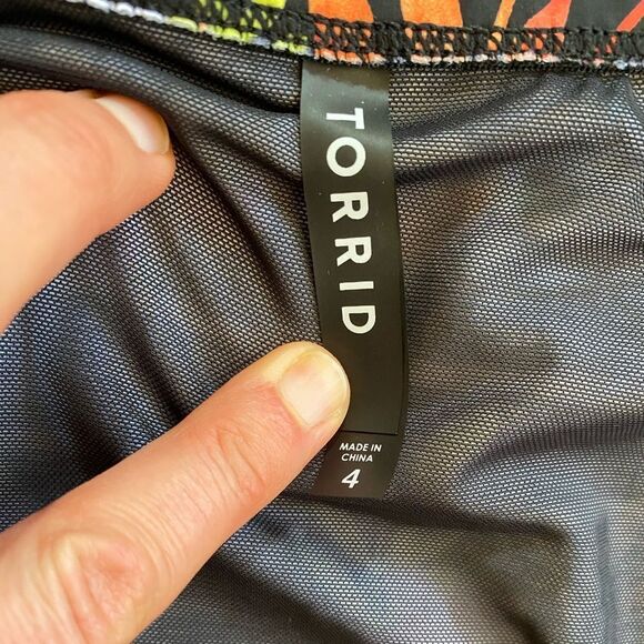 Torrid black white stripes, floral, and skulls high waist swim bottoms - Picture 3 of 4